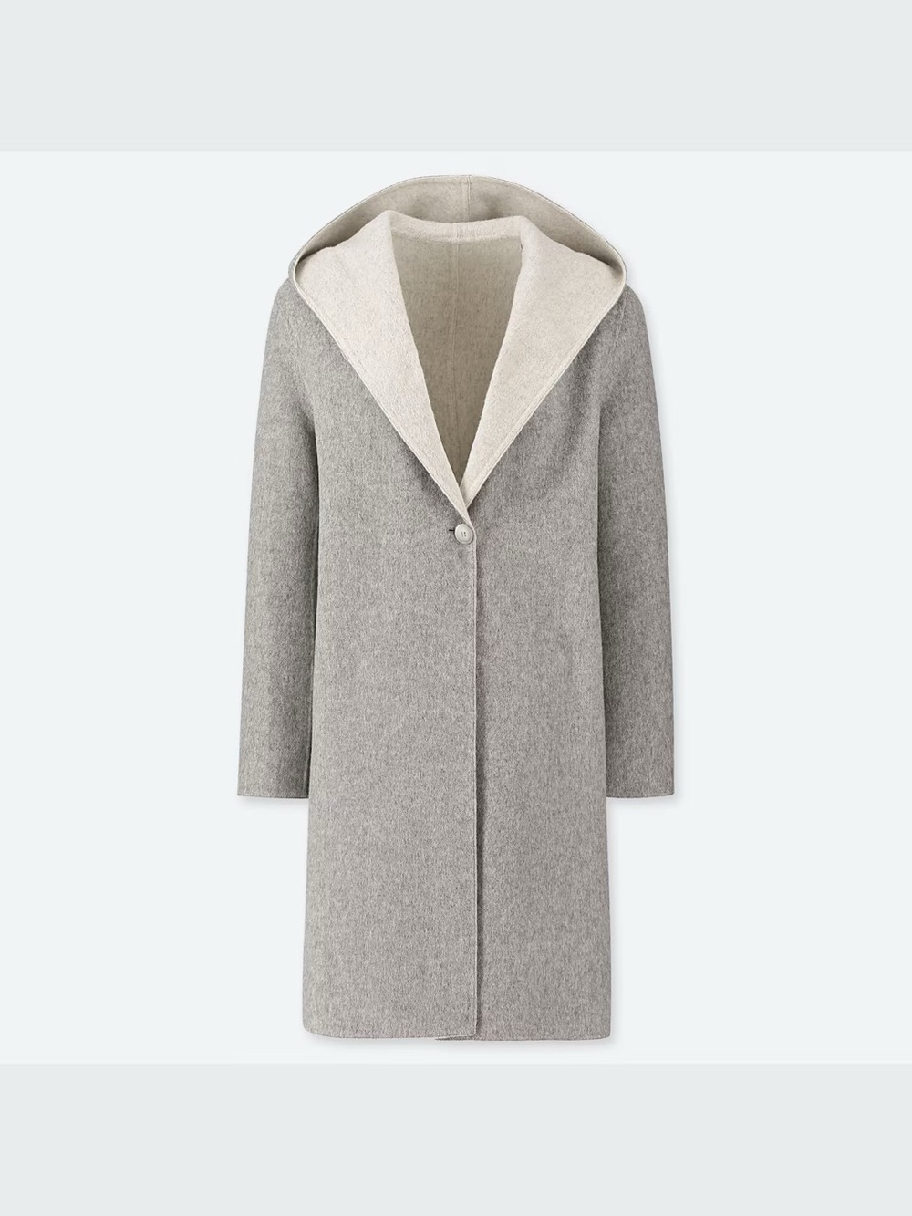 Uniqlo Reversible Hooded Wool-Blend Coat in Gray and Cream